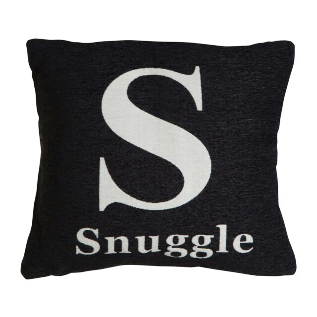 Words 'Snuggle' Black Cushion Black