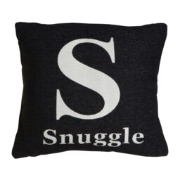 Words 'Snuggle' Black Cushion Black