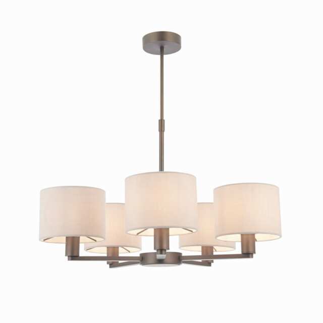Daley 5 Light Multi Arm Pendant Light Antique Bronze Plate Marble Fabric