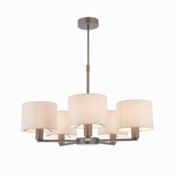 Daley 5 Light Multi Arm Pendant Light Antique Bronze Plate Marble Fabric