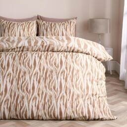OHS Watercolour Zebra Print Microfibre Duvet Cover Bedding Set Brown Tan Super King