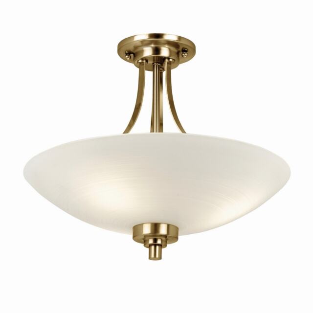 Welles 3 Light Flush Ceiling Light White, Antique Brass, E27