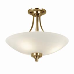 Welles 3 Light Flush Ceiling Light White, Antique Brass, E27