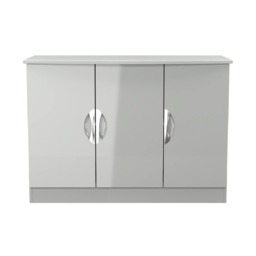 Holborn 3 Door Sideboard in Grey Gloss & Dusk Grey (Ready Assembled) Grey Grey Gloss & Dusk Grey