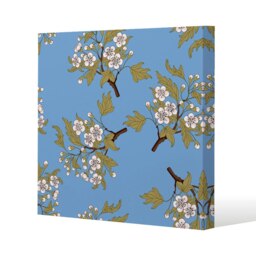 Orchid Branches on Blue (Canvas Print) Cream