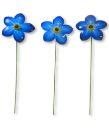 On Trade Winds Three Metal Forget Me Not Flower Decoration Garden Ornament 48cm