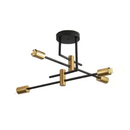 Ceiling Light Semi Flush Mount E27 4-Light Black and Gold