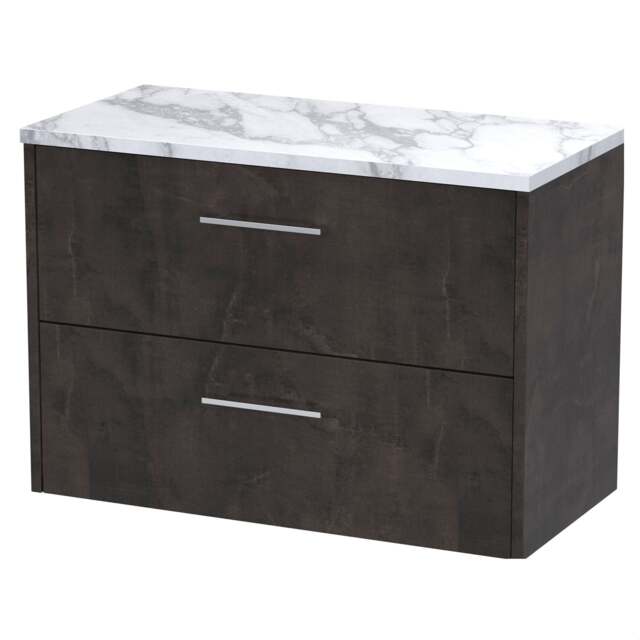 Balterley Winshill Contemporary Wall Hung Vanity Unit with Laminate Worktop, Metallic Slate, 800mm