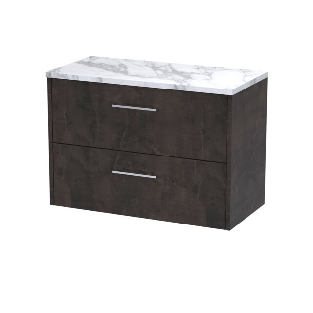 Balterley Winshill Contemporary Wall Hung Vanity Unit with Laminate Worktop, Metallic Slate, 800mm