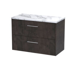 Balterley Winshill Contemporary Wall Hung Vanity Unit with Laminate Worktop, Metallic Slate, 800mm
