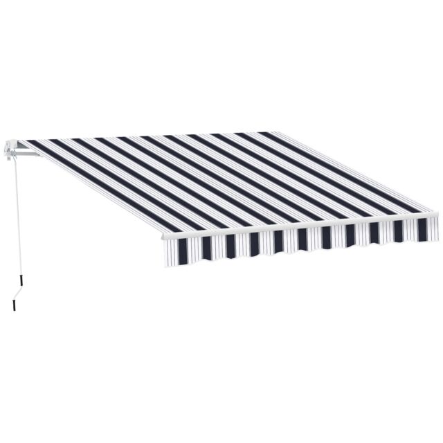 Outsunny Garden Sun Shade Canopy Retractable Awning, 2.5 x 2m, Blue and White Blue 1