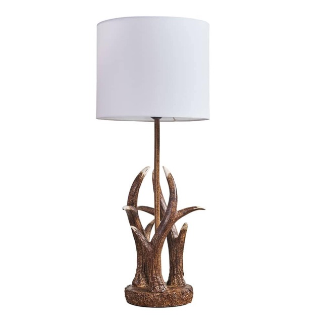 ValueLights Caribou Brown Table Lamp White Shade and Bulb