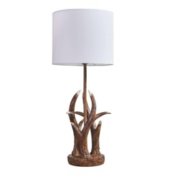 ValueLights Caribou Brown Table Lamp White Shade and Bulb