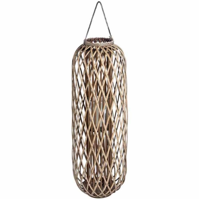 Huge Standing Wicker Lantern - decorative ornament - L21 x W21 x H110 cm Brown