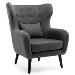 Winslow Wing Back Fabric Occasional Button Back Modern Accent Armchair (Grey)