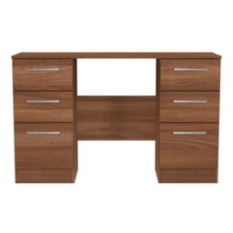 Trent 6 Drawer Kneehole Desk in Noche Walnut (Ready Assembled) Brown Noche Walnut