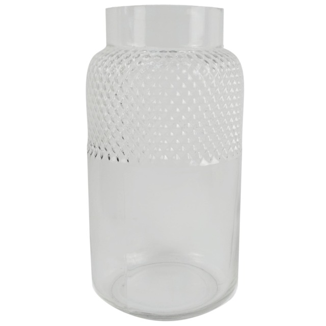 Glass Vase Clear Glass Diamond Vase 29cm Botanik White 29