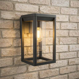 CGC Lighting Maddison Anthracite Outdoor Wall Lantern E27 Clear Diffuser IP54 Multi Grey / silver Height: 27 cm, Width: 15 cm, Depth: 16.5 cm