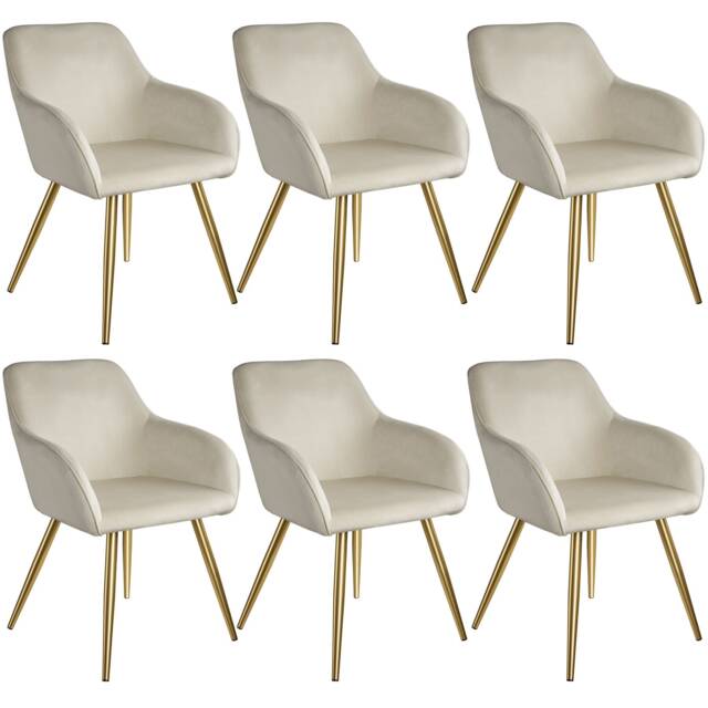 Chair Marilyn with Velvet Cover, Gold Steel Legs and Plush Padding Cream cream/gold One Size 6