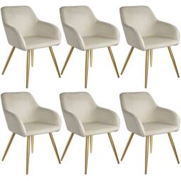 Chair Marilyn with Velvet Cover, Gold Steel Legs and Plush Padding Cream cream/gold One Size 6