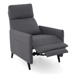 COSTWAY Push Back Recliner Chair Linen Fabric Reclining Armchair-Grey
