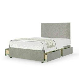 Seal Grey Naples Velvet 4 Drawer Divan Base and Valencia Headboard Small Double