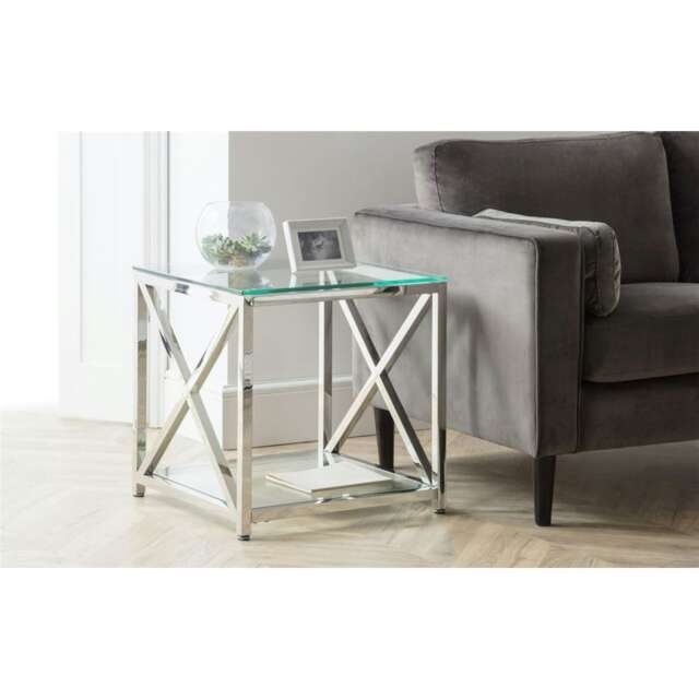 Silver Chrome Frame Lamp Table Silver Silver