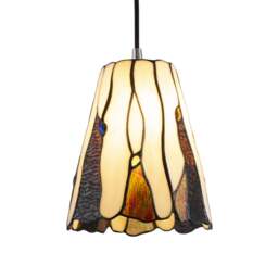 Traditional Amber Stained Glass Tiffany Pendant Light Shade with Coloured Gems Orange Amber 1