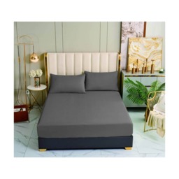 Groundlevel Egyptian Cotton Fitted Sheet Premium Luxuriously Soft Breathable Decor Grey