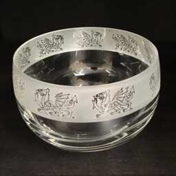 Animo Glass Decortive Etched Small Bowl Frosted Welsh Dragon