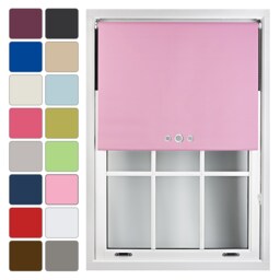 FURNISHED Blackout Roller Blinds with Triple Round Eyelets Cut to Size Easy Fit Window Shade Pink Pink (W) 150cm x (L) 210cm