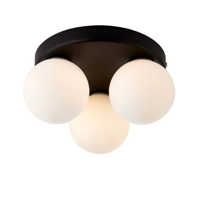 Toronto 3 Light IP44 Flush Matte Black Ceiling Light