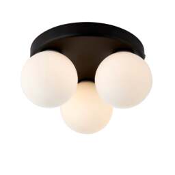 Toronto 3 Light IP44 Flush Matte Black Ceiling Light