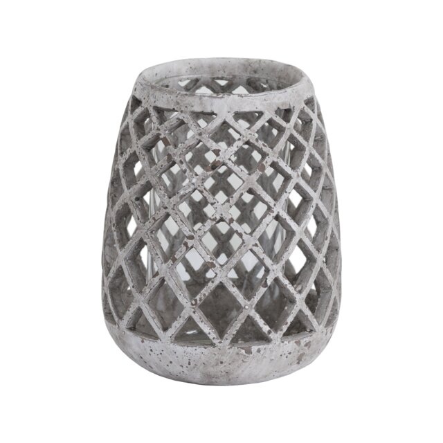 Hill Interiors Large Conical Ceramic Lattice Hurricane Lantern Grey Grey One Size 1