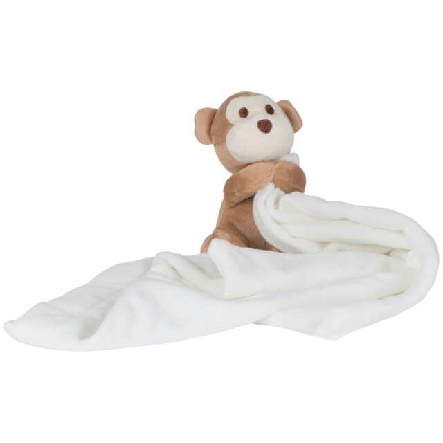 Mumbles Baby Boys/Girls Plush Monkey Comforter Blanket - Cream/Brown - One Size