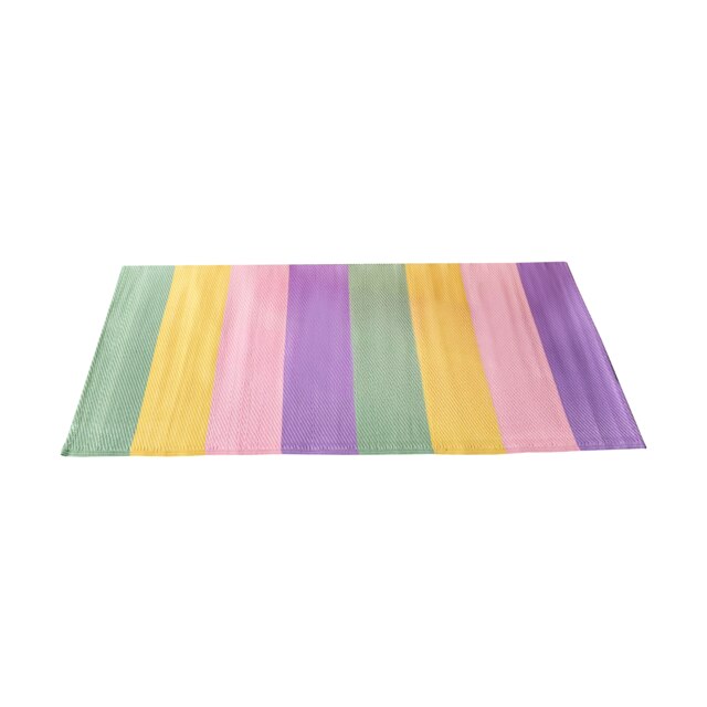 OHS Kids Pastel Stripe Outdoor Garden Patio Deck Floor Mat Rug Multi 80 x 150cm