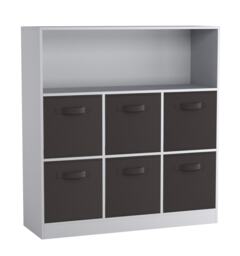 Wide 7-Cube Bookcase With Drawers Grey Grey & Black 1