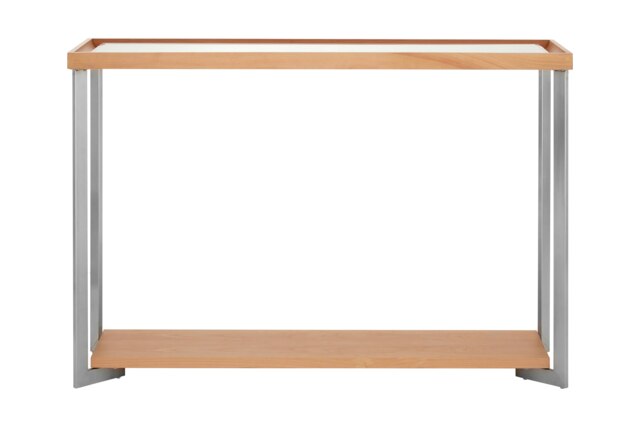 Console Table With Open Shelf,Black & Gold Finish Accent Table With Sturdy Metal Legs,Luxe Hallway Table Cream