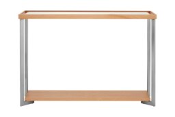 Console Table With Open Shelf,Black & Gold Finish Accent Table With Sturdy Metal Legs,Luxe Hallway Table Cream