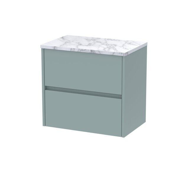 Balterley Chartley Contemporary 2 Drawer Wall Hung Vanity Unit with Laminate Worktop, Coastal Grey, 600mm