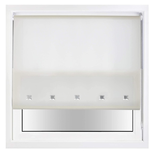 FURNISHED Daylight Roller Blinds with Square Eyelets & Metal Fittings for Homes and Offices Cream Cream (W) 150cm x (L) 165cm
