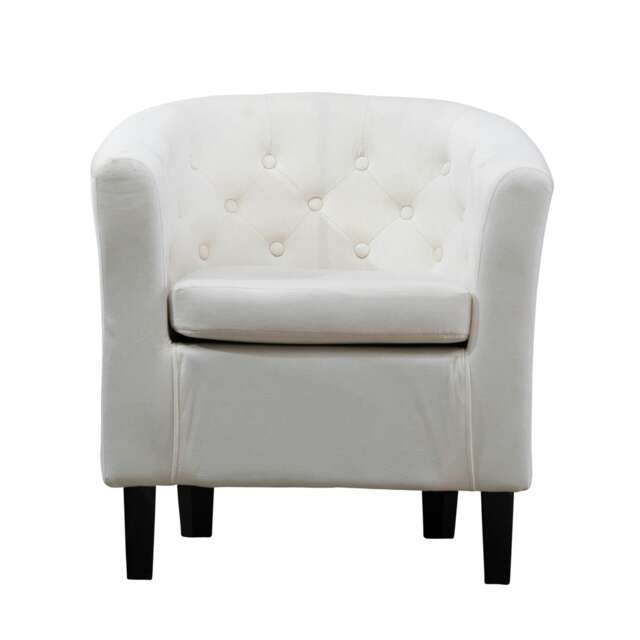 Clio Studded Velvet Tub Chair - Cream