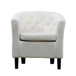 Clio Studded Velvet Tub Chair - Cream