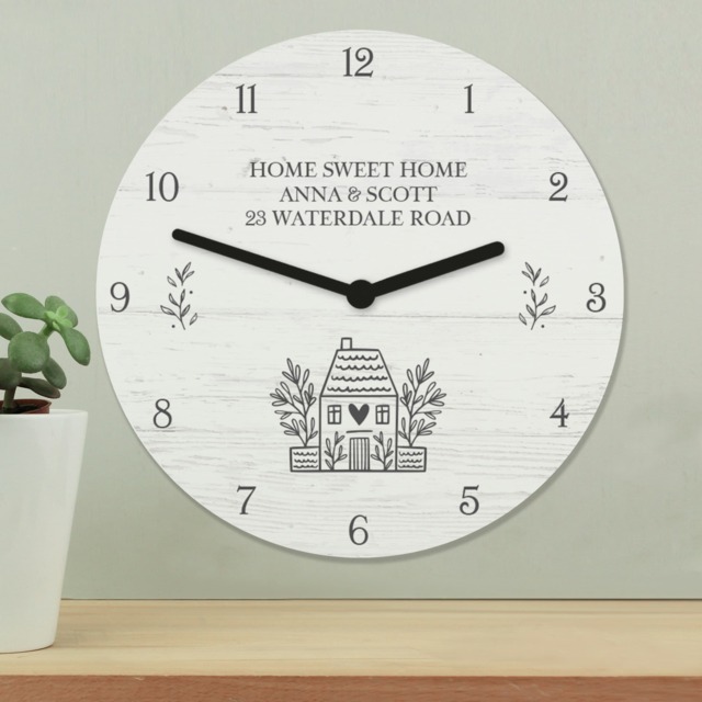 Personalised HOME Shabby Chic Wooden Clock White