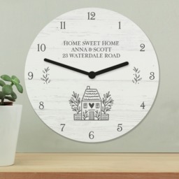 Personalised HOME Shabby Chic Wooden Clock White