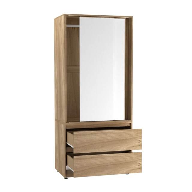 URBNLIVING 2 Sliding Door Wardrobe With 2 Drawers And Hanging Rail Brown White Doors 1