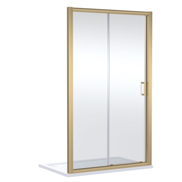 Balterley Contemporary Glass Sliding Reversible Sliding Shower Door Copper Brushed Brass 1