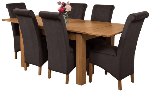 Richmond 140-220cm Oak Extending Dining Table & 6 Montana Fabric Chairs Black Black