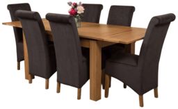 Richmond 140-220cm Oak Extending Dining Table & 6 Montana Fabric Chairs Black Black