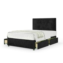 Black Naples Velvet 4 Drawer Divan Base and Valencia Headboard Super King